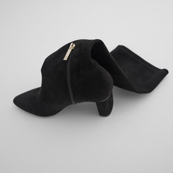 NWT ZARA BLACK KNEE HIGH SUEDE BOOTS - Picture 4 of 14